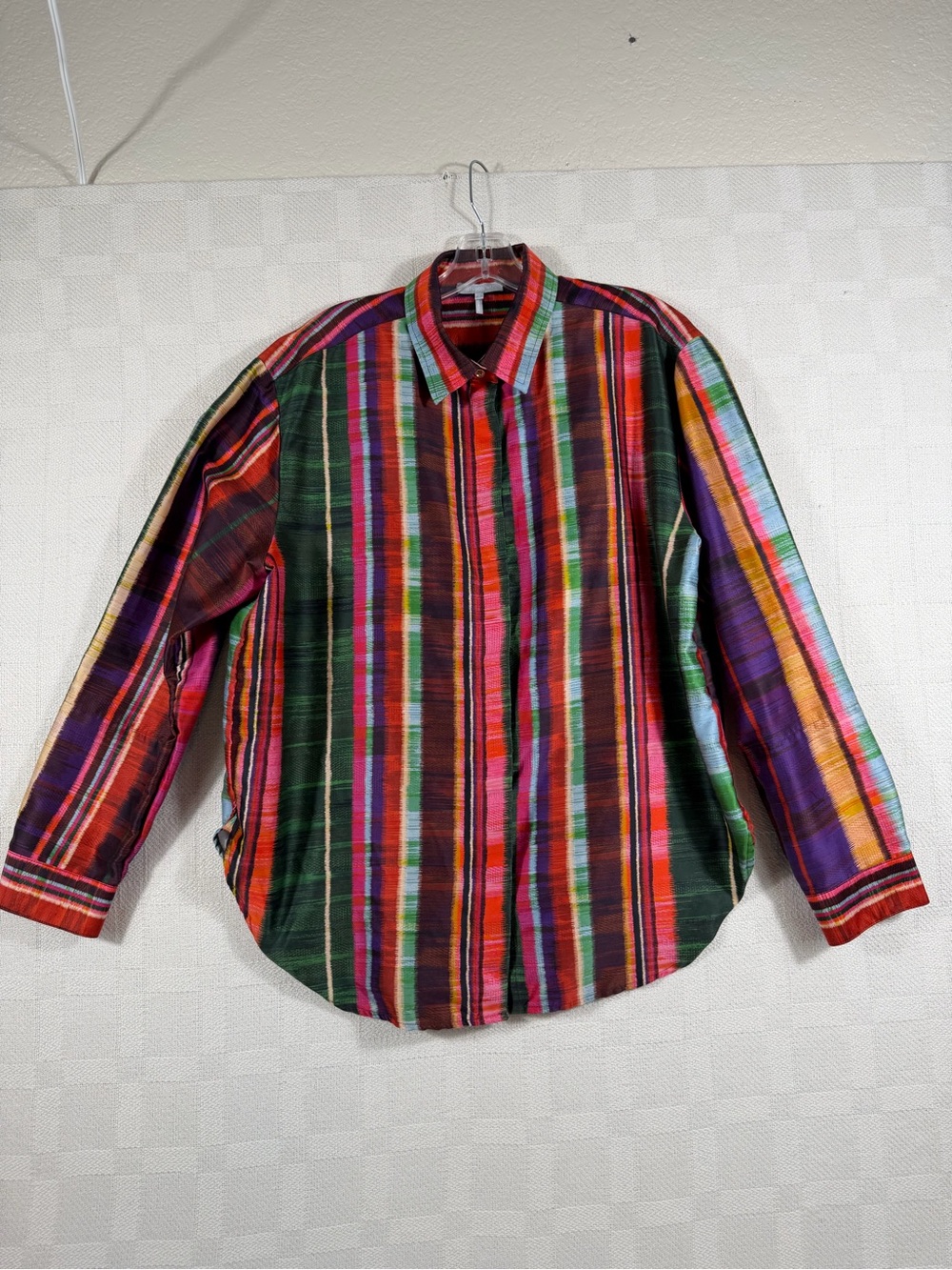 Hinson Wu Halsey Shirt Women Large Colorfil Button Up long Sleeve